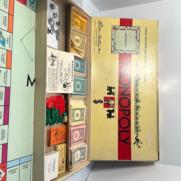 1935-1946 MONOPOLY Parker Brothers Board Game Vintage for Pieces SEE PICTURES - Picture 1 of 8